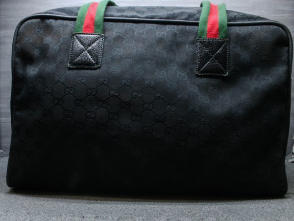 グッチ 153240 ボストンバッグ 肩掛け ショルダー キャンバス GG総柄 ブラック GUCCI_画像3