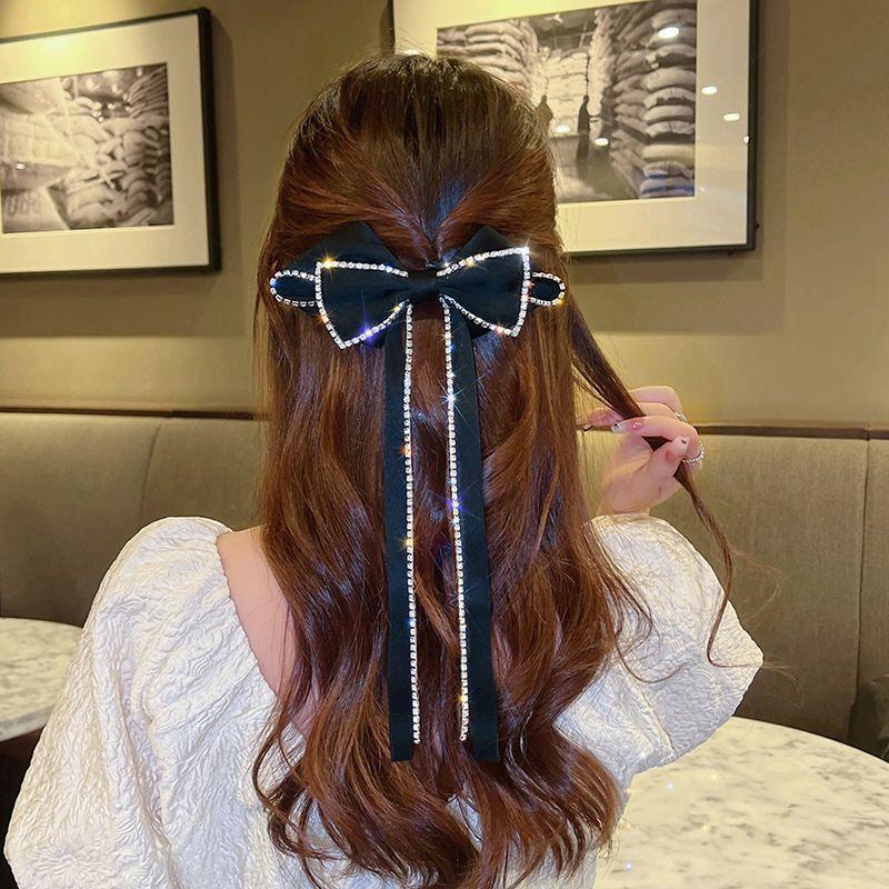 ヘアアクセサリー バレッタ ビッグリボン 韓国 ヘアクリップ 髪留め ブラック 結婚式 ウェディング ブライダルの画像4