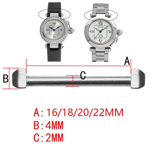 16mm 18mm 20mm 22mm腕時計 修理交換パーツ ラグ ピン チューブ ネジ シルバー 【対応】カルティエ パシャ32 パシャ35 パシャ38 42 Cartier_画像2