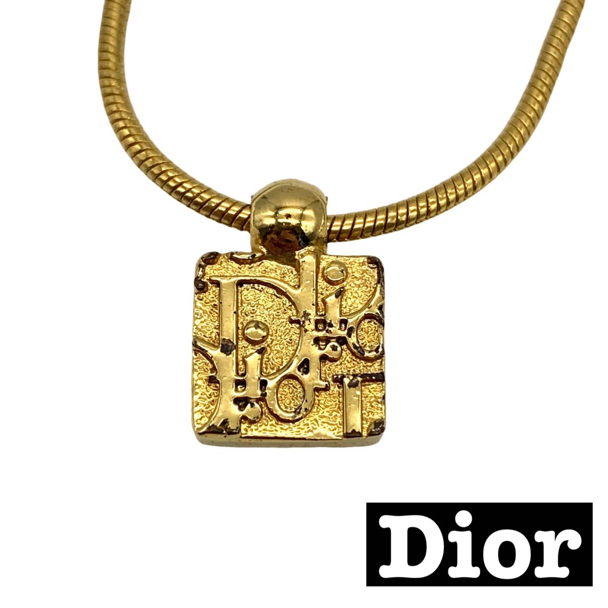 Dior ディオール ネックレス ゴールド ラインストーン レディース ロゴ