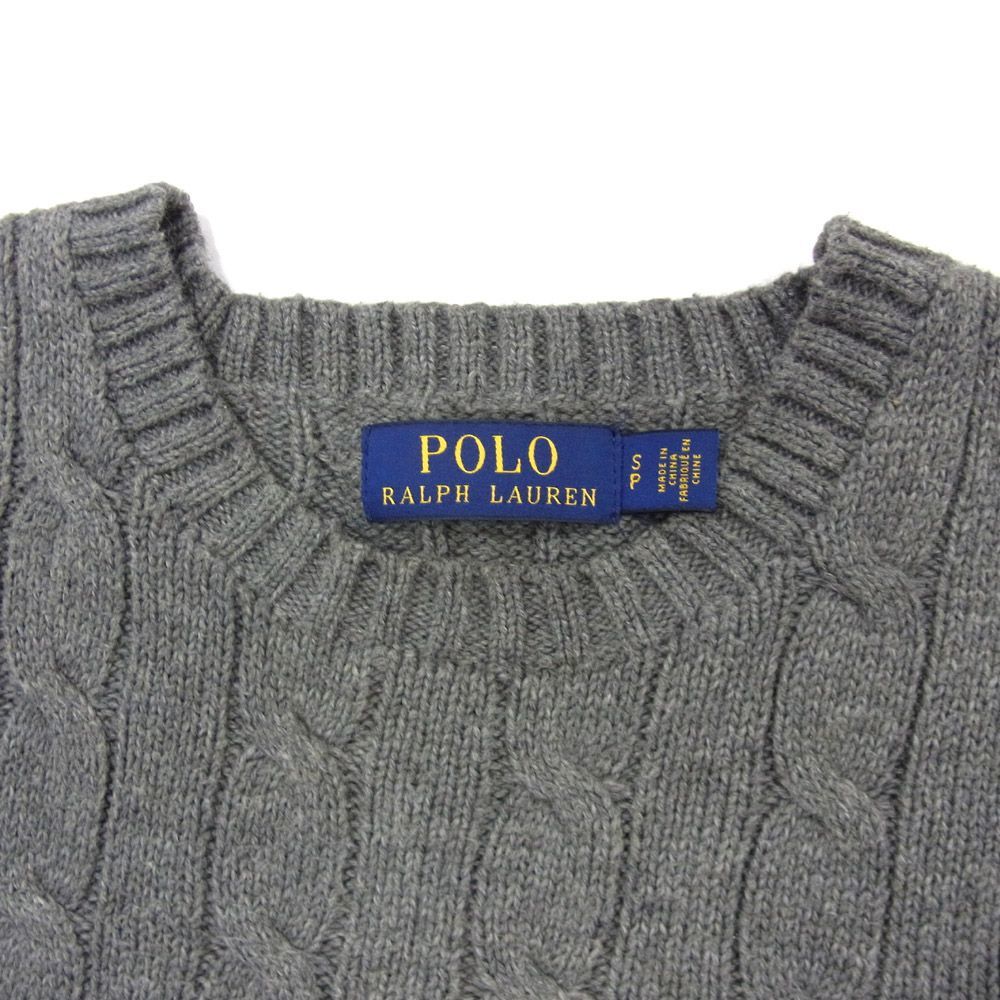 ●RALPH LAUREN ラルフローレン ニット セーター プルオーバー メンズ Sサイズ グレー 秋物 コットンセーター ケーブル編み 1円スタート_画像3