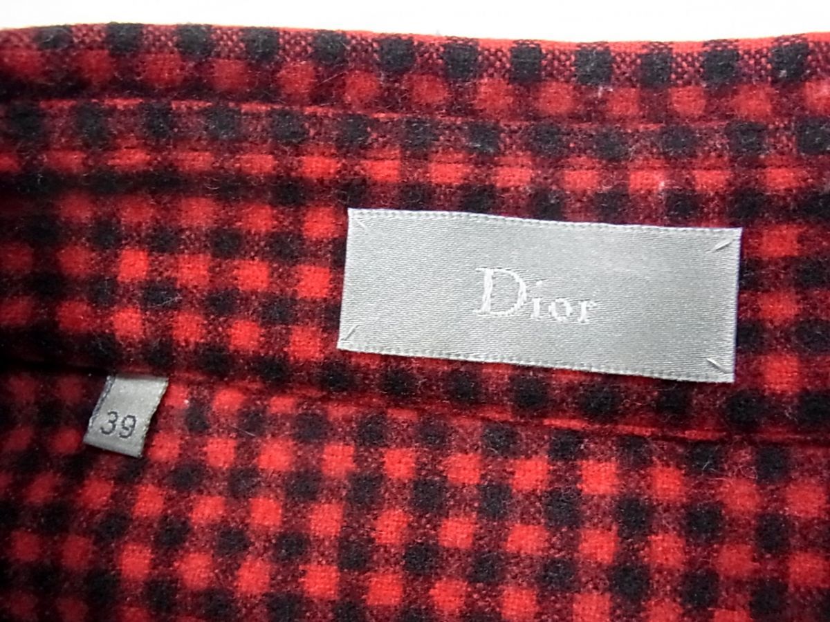 極美品 秋冬物◇Dior HOMME ディオール オム 16AW オーバーサイズ ウール ギンガムチェック柄 長袖 ネルシャツ メンズ イタリア製_画像5