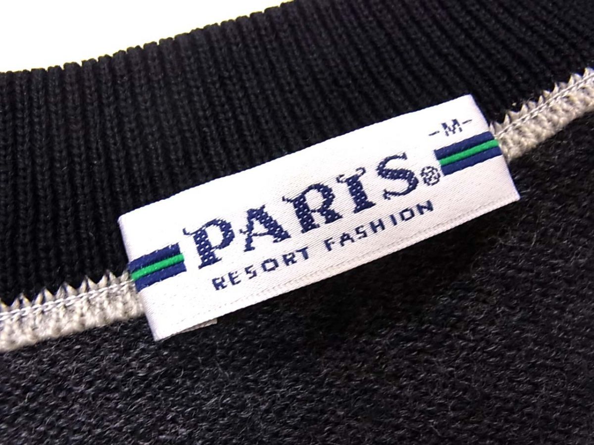 ☆PARIS パリス コットンニットベスト メンズ 刺繍デザイン ゴルフに 前開き カーディガンベスト 1円スタート_画像3