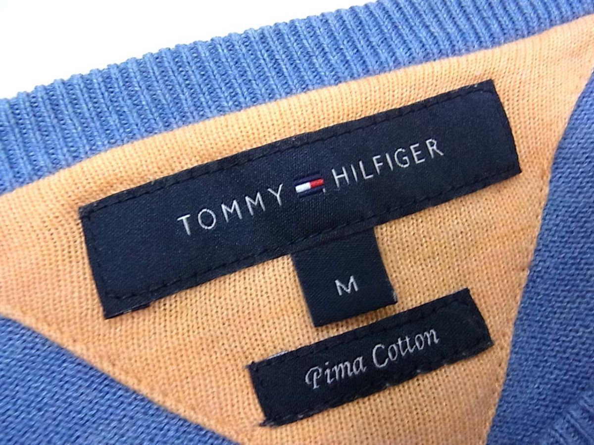 ☆TOMMY HILFIGER トミーヒルフィガー ニットセーター Vネック メンズ PIMAコットン 秋物 1円スタート_画像5