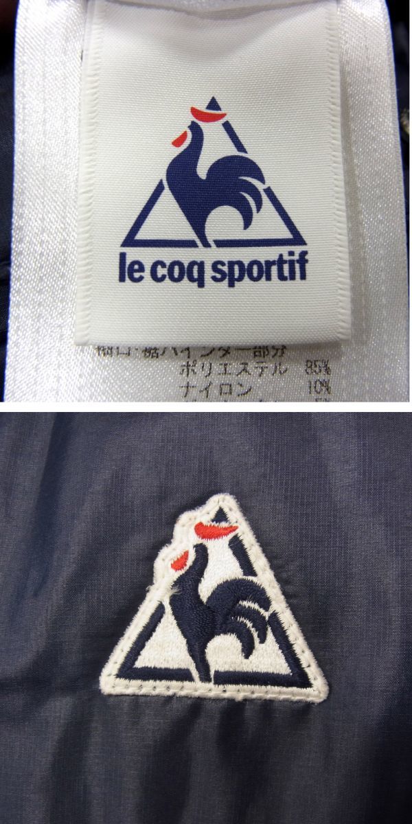 定価2万円●le coq sportif ルコック ダウンジャケット ライトダウン リバーシブル ゴルフ メンズ Mサイズ ネイビー ロゴ刺繍 1円スタート_画像9