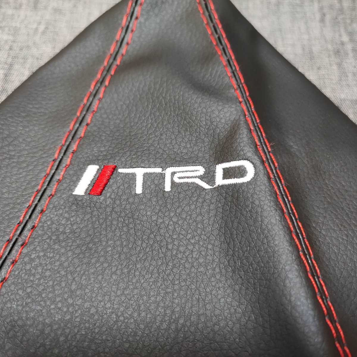 TRD シフトノブカバー シフトブーツ ブラックレザー＆レッドステッチ GR MT AT_画像5