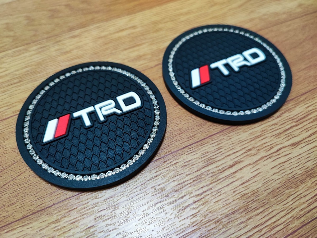 TRD クリスタル ドリンクホルダー コースター 2P■プリウス クラウン ハリアー アルファード アクア ヤリスクロス ライズ RAV4 86 C-HR bB_画像2