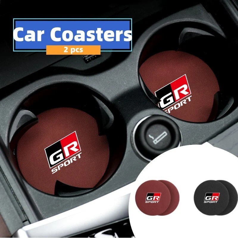 GR SPORT ドリンクホルダー コースター ブラウンレザー 2P■プリウス カローラ アクア HILUX ランドクルーザー C-HR ヤリスクロス 86 SUPRA_画像1