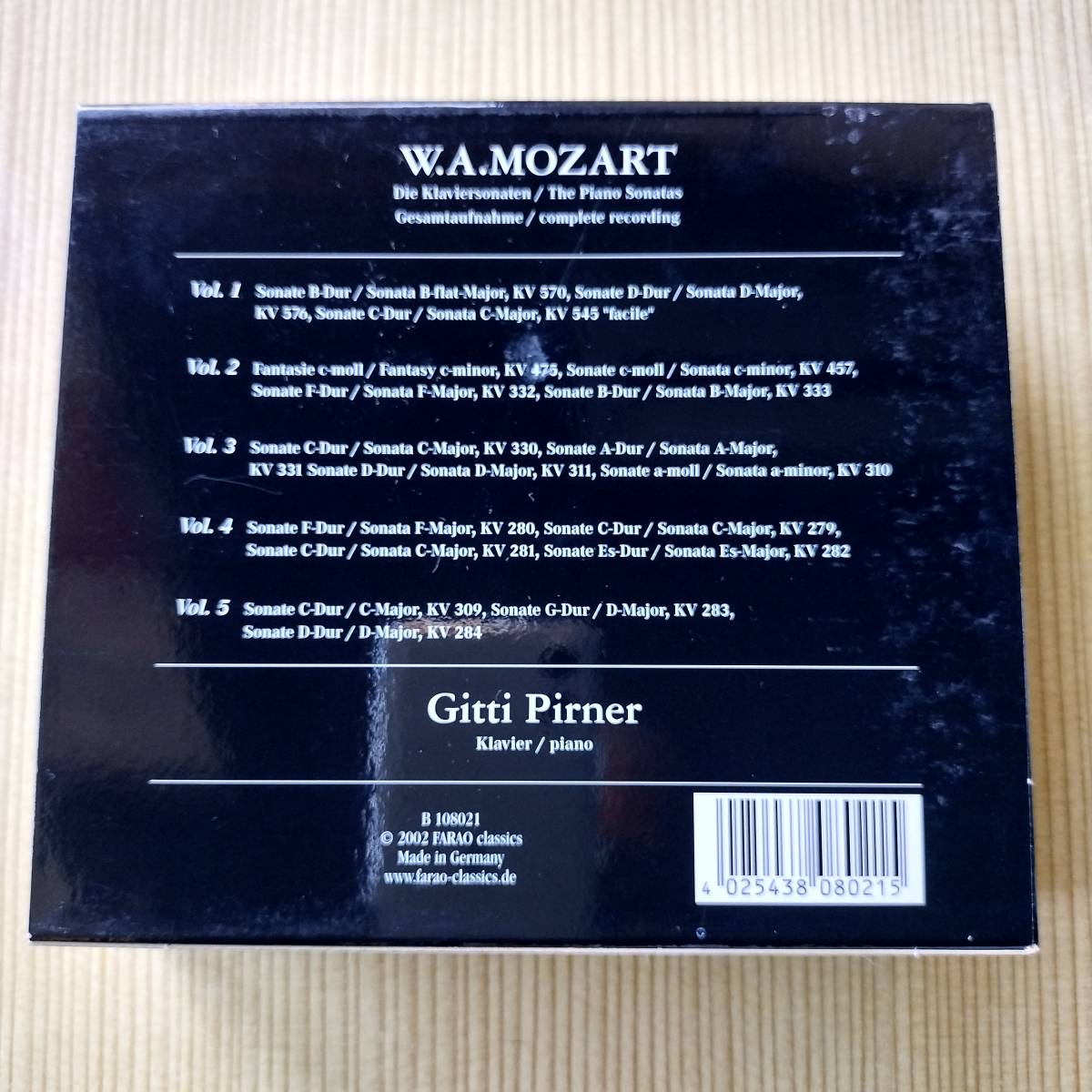 5CD-BOX ギッティ・ピルナー/Gitti Pirner - モーツァルト：ピアノ・ソナタ全集　※Vol.1&3は未開封　※梱包形態注意　a3XB000065ASO_画像2