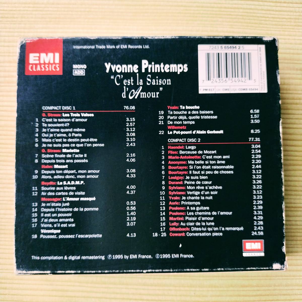 2CD EMI イヴォンヌ・プランタン/Yvonne Printemps - C'est la saison d'amour　a11YB000005GRO_画像2