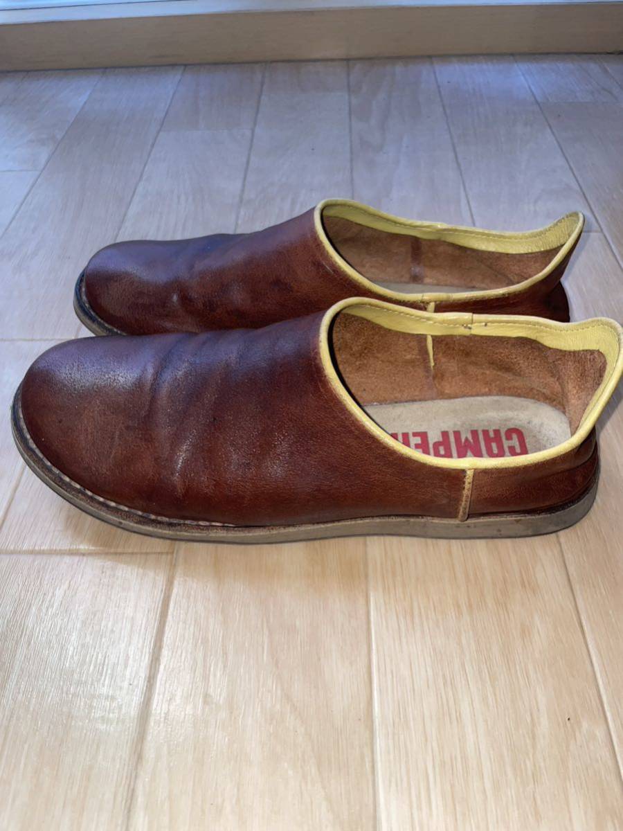  beautiful goods *CAMPER Camper BROTHERS* leather slip-on shoes Brown 