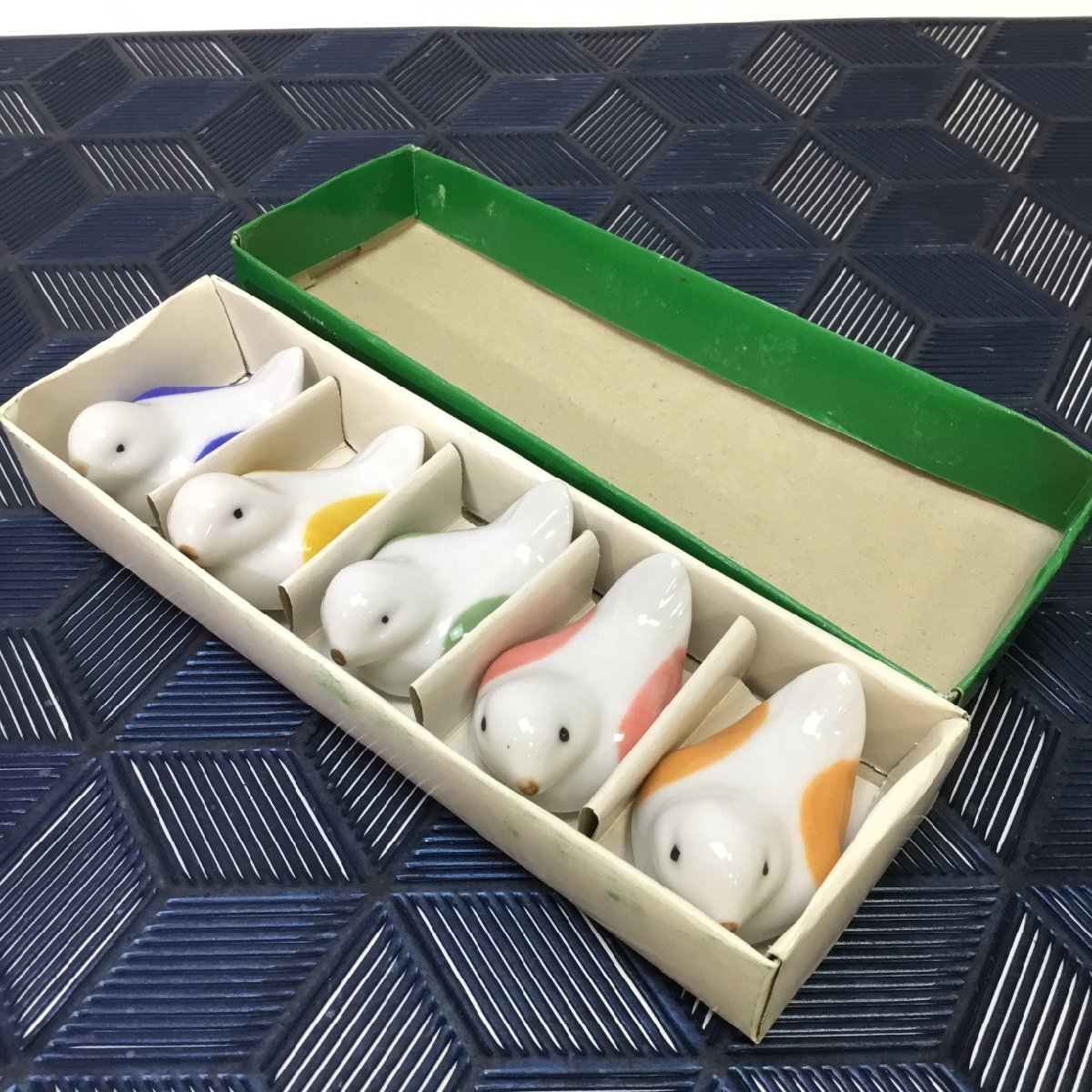 【現状保管品/インボイス登録店/CSH】鳥　鳩？　陶器　箸置き　5客 HA1104_画像1