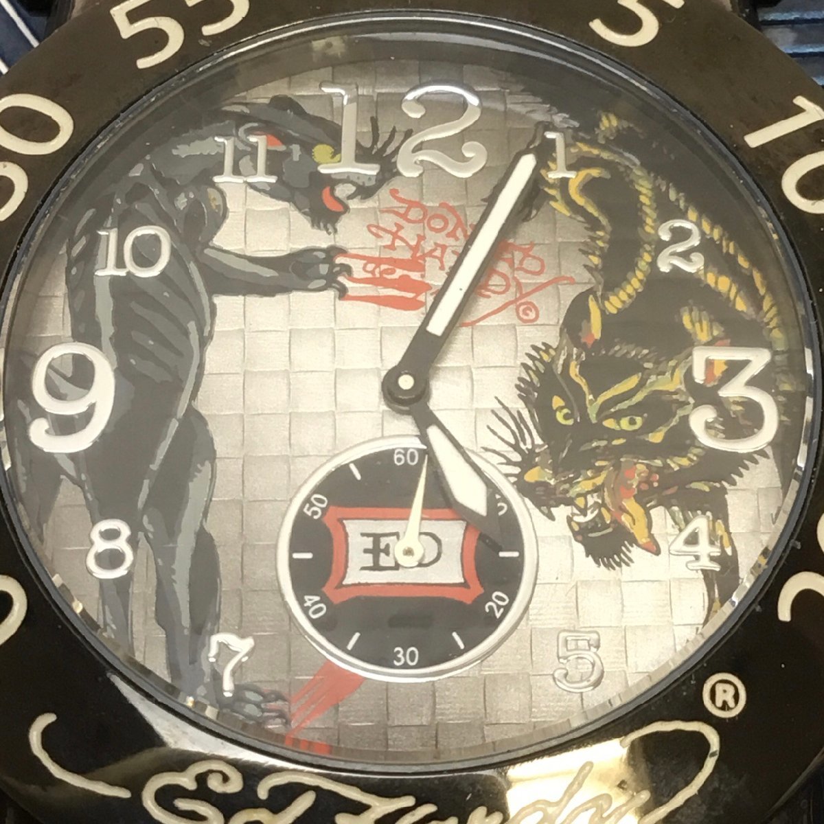 【保管品/インボイス登録店/CH】稼働品 Ed Hardy tiger Dragon エド・ハーディ・タイガー ドラゴンクォーツ 3針 腕時計 RS1101/0020_画像4