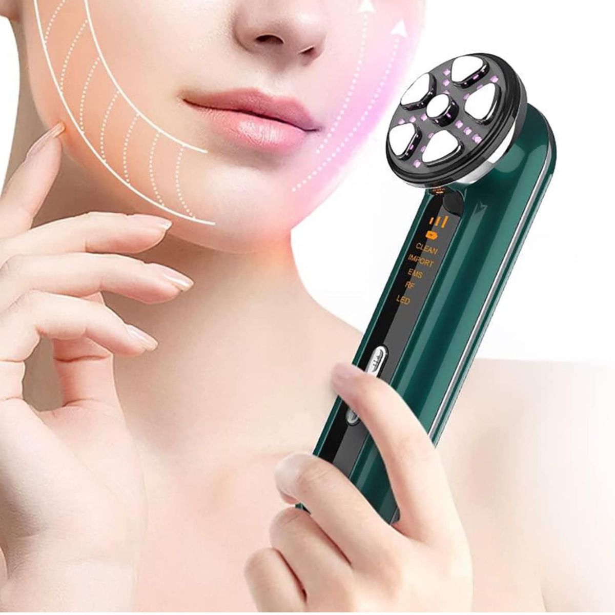 RF美顔器 韓国RF造顔技術 EMSマイクロ電流美容 美顔 USB充電式 音波機能 4色LED光 毛穴 小顔 自宅用美顔器