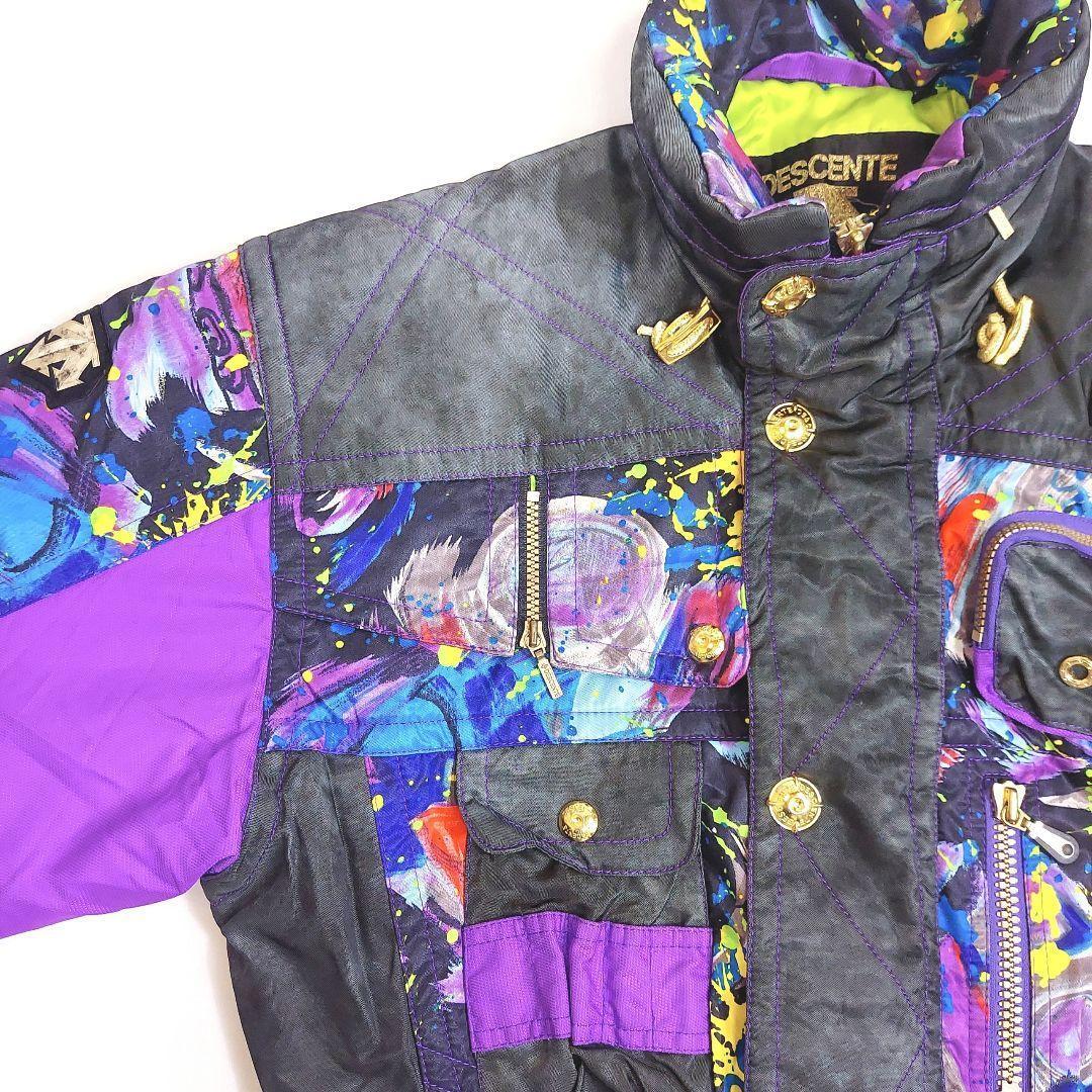DESCENTE スキーウェア・マルチカラー総柄 ジャケット 表記 DESCENTE スキーウェア・マルチカラー総柄 ジャケット 表記