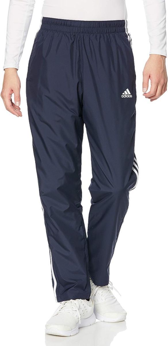 ★アディダス ADIDAS 新品 メンズ 防風性 撥水性 裏起毛トリコット 3ストライプス ウインドパンツ 紺 L[GE0429-L] 四 弐★QWER_画像4