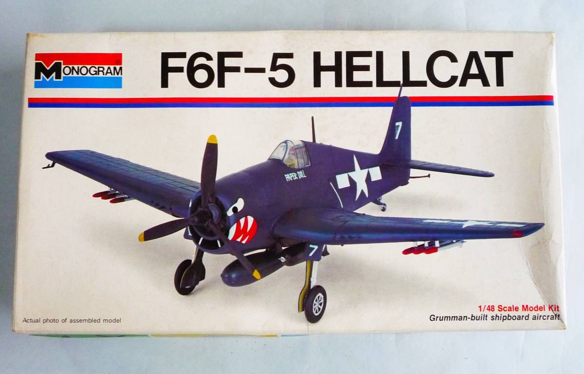 ★☆【定形外OK】未組立!モノグラム/バンダイ 1/48 F6F-5 ヘルキャット~希少?1976年製!古キット!!~内袋未開封品【同梱可】[FJ24A07]☆★_画像1