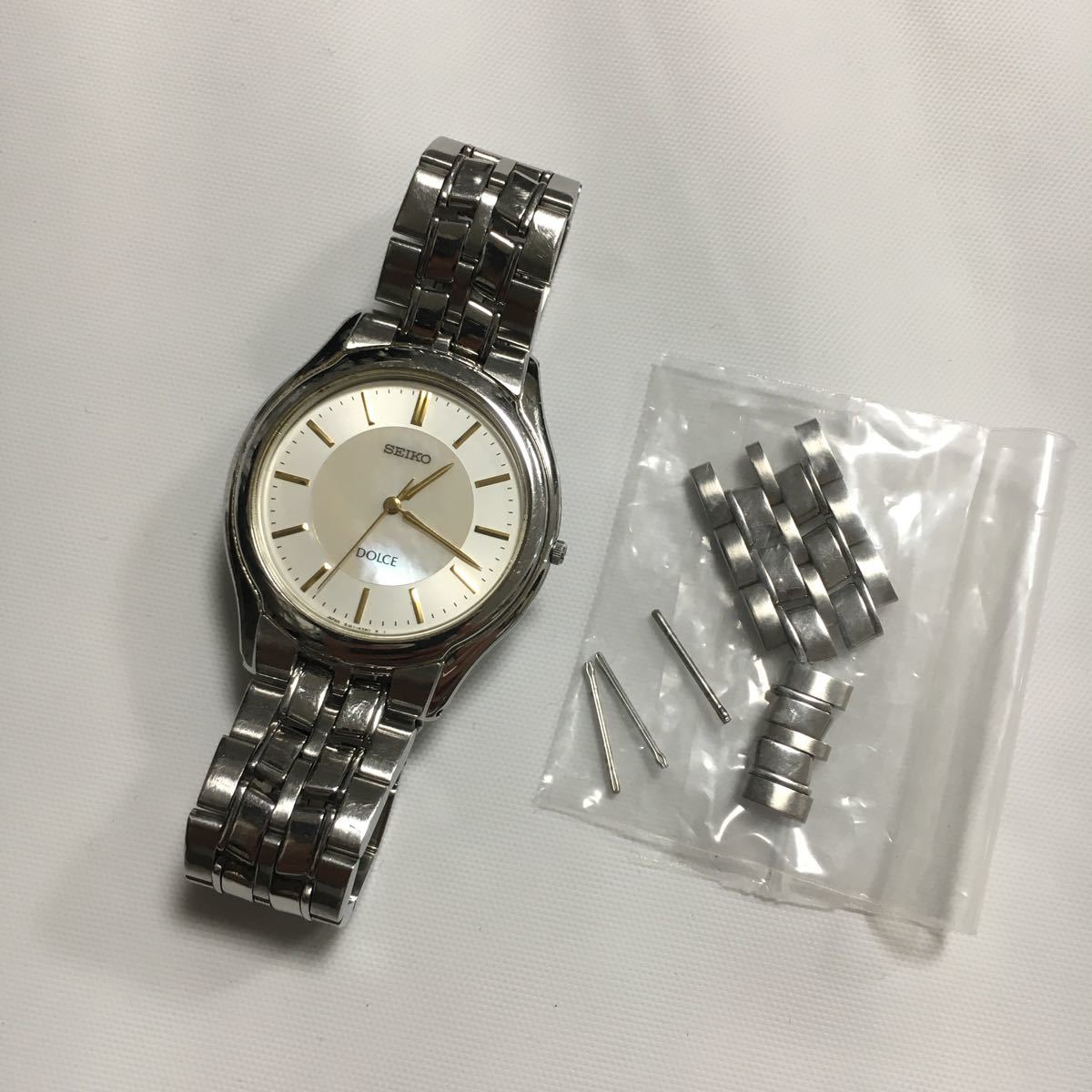 電池交換済 SEIKO DOLCE メンズ 腕時計 クォーツ 3針 8J41-6030 予備コマ セイコー ドルチェ _画像1