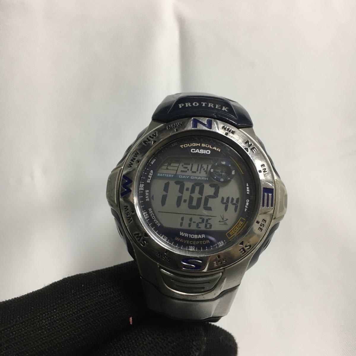 電池交換済 CASIO PRO TREK TOUGH SOLAR WAVE CEPTOR 腕時計 カシオ プロトレック PRW-1008J 電波時計 デジタル クオーツ _画像1