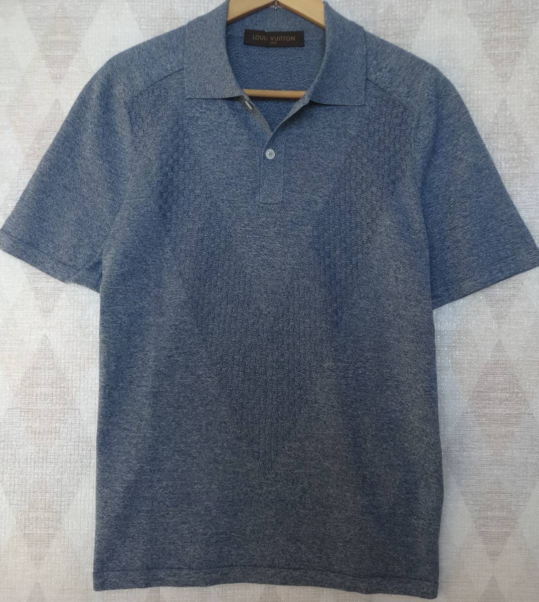 117-ｆ16　極美品　ヴィトン　ダミエＶ　ニット　ポロシャツ　Ｍ　国内正規品