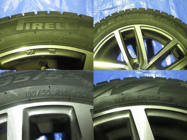 MAK DRESDEN ドレスデン KBA51708 VW フォルクスワーゲン ピレリ 195/55R16 スタッドレス バリ山 バリ溝 5穴 PCD:100 美品 手渡し可能_画像8