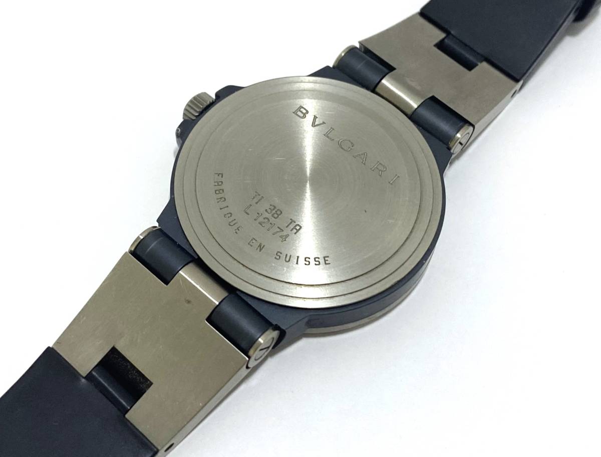 【 BVLGARI 】 ブルガリ ディアゴノ TI38TR チタニウム オートマチック 腕時計 黒文字盤 ■ 中古良品_画像7