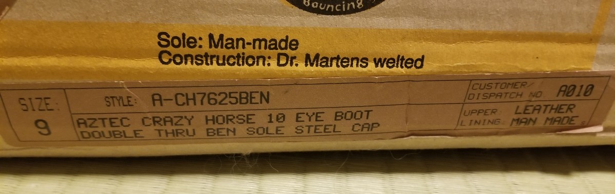 ドクターマーチン　10ホール　crazy horse 10 eye boot BEN SOLE STEEL CAP UK9　英国製　made in england クレイジーボム_画像5