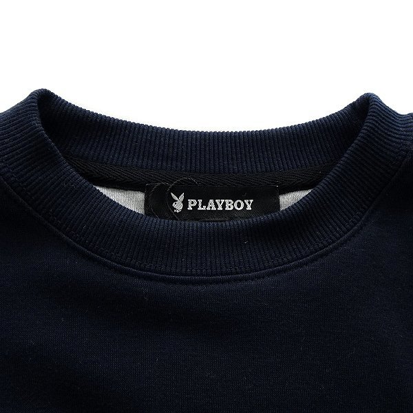 新品 プレイボーイ 2023秋冬 裏毛 刺繍 スウェット LL 紺【33054_79】 PLAYBOY メンズ クルーネック トレーナー スエット プルオーバー_画像3