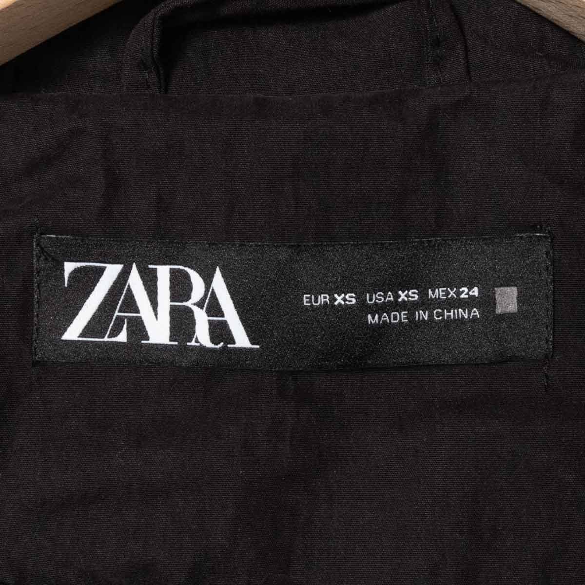 ZARA ジップアップジャケット ザラ ブルゾン ジャンパー ブラック 黒 コットン ナイロン カジュアル アウター フーディ ザラ女 USAサイズXS_画像4