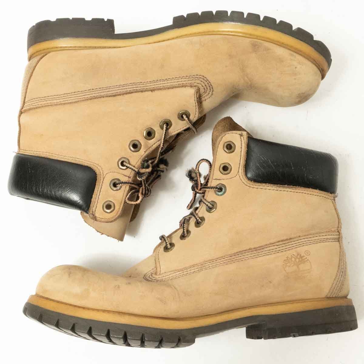 【1円スタート】Timberland ティンバーランド アメリカ製 レザーブーツ レースアップシューズ 15017 67 34 9M 革 ベージュ アメカジ メンズ_画像8