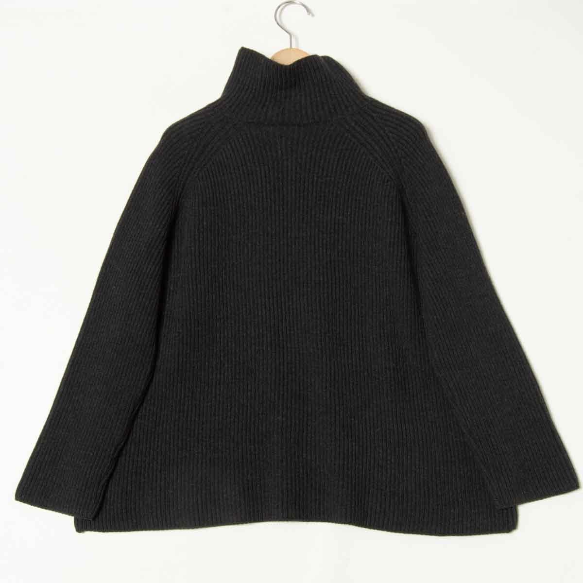 【1円スタート】MaxMara マックスマーラ ハイネック長袖セーター ニット Aライン ウール100％ きれいめカジュアル 灰色 L イタリア製_画像2