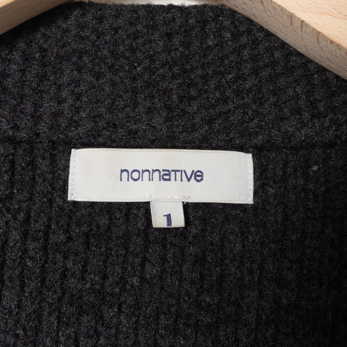 nonnative ノンネイティブ ニットジャケット カーディガン 上着 長袖 1 ウール100% ダークグレー系 カジュアル メンズ 秋冬_画像2