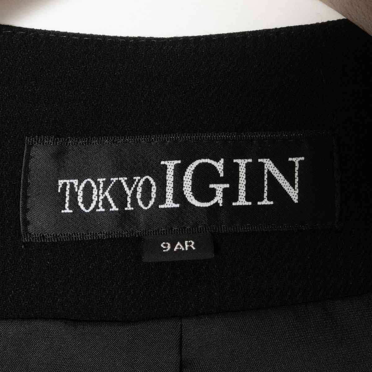 TOKYO IGIN ブラックフォーマル トウキョウイギン ブラック 黒 肩パッド入りジャケット ５分袖ワンピース シンプル 綺麗め 上品 裏地付 9/9_画像5