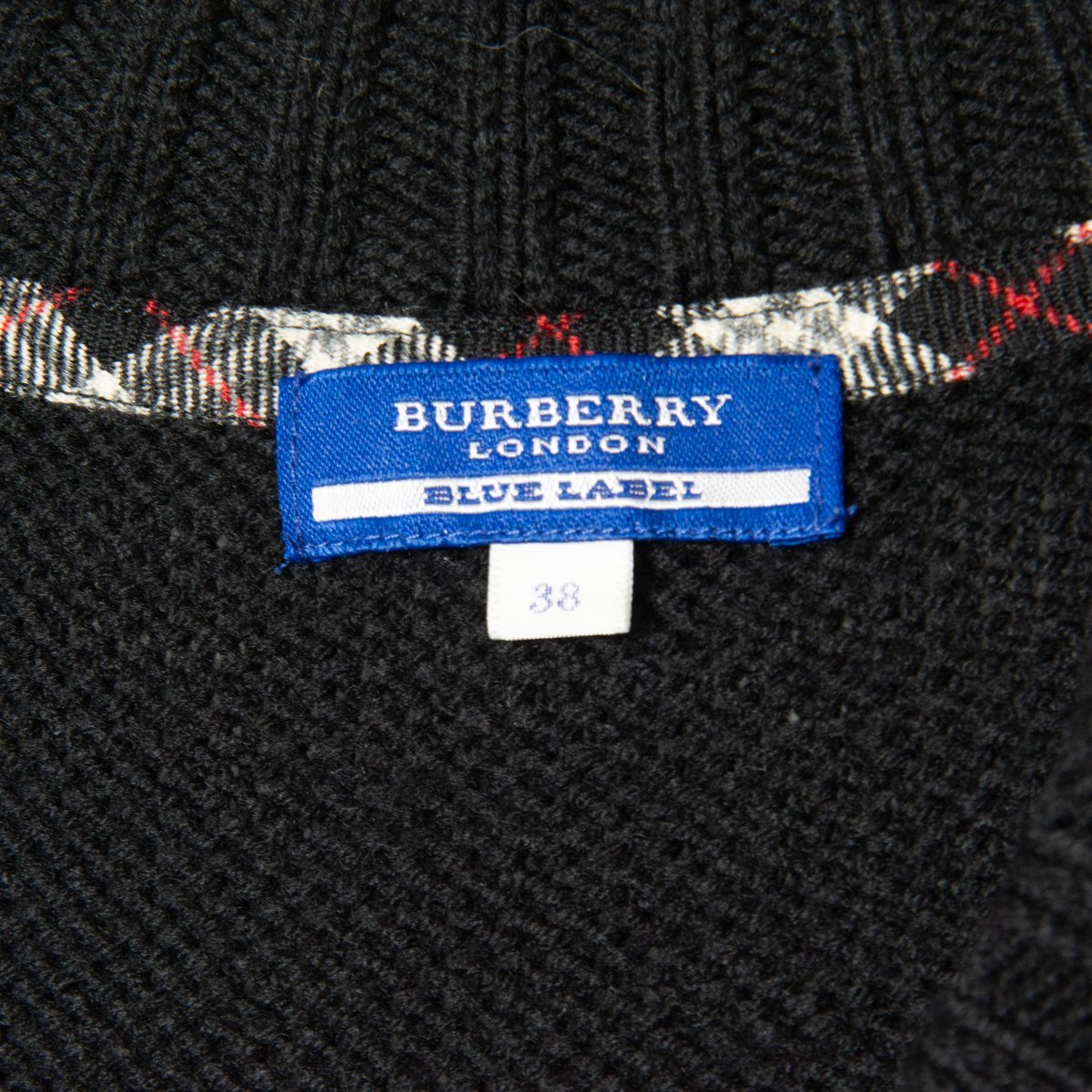 【1円スタート】Burberry BLUE LABEL バーバリー ブルーレーベル ニット チュニック ワンピース 38 アクリル ブラック 黒 クラシカル 秋冬_画像5