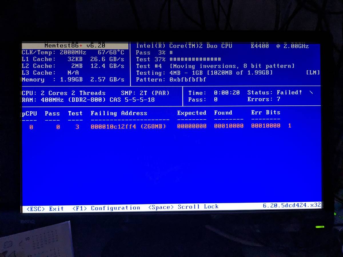 動作確認済! elixir DDR2-800 PC2-6400U 2GB×2枚 青基板 ※但し、Memtest86+でエラーあり_画像6