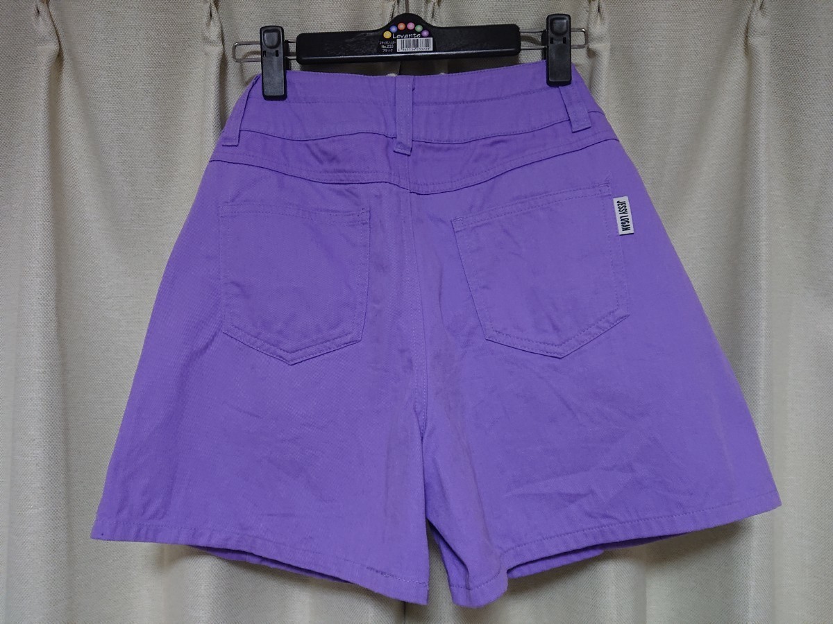 中古 女児160cm 4点セット（デニム 2本 （紺色と紫）、パンツ（黒）、ショートパンツ（紫））_画像9