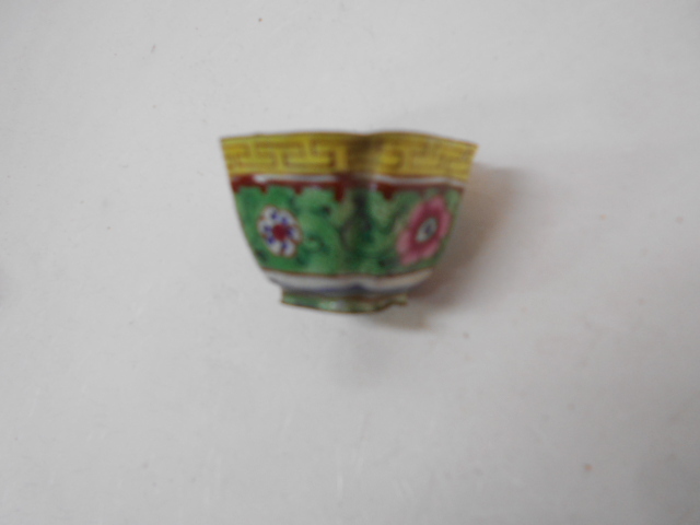 オンラインショップ 七宝焼盃 明治期 大雅堂4025 草花文 古道具古民家お店什器 酒器 その他