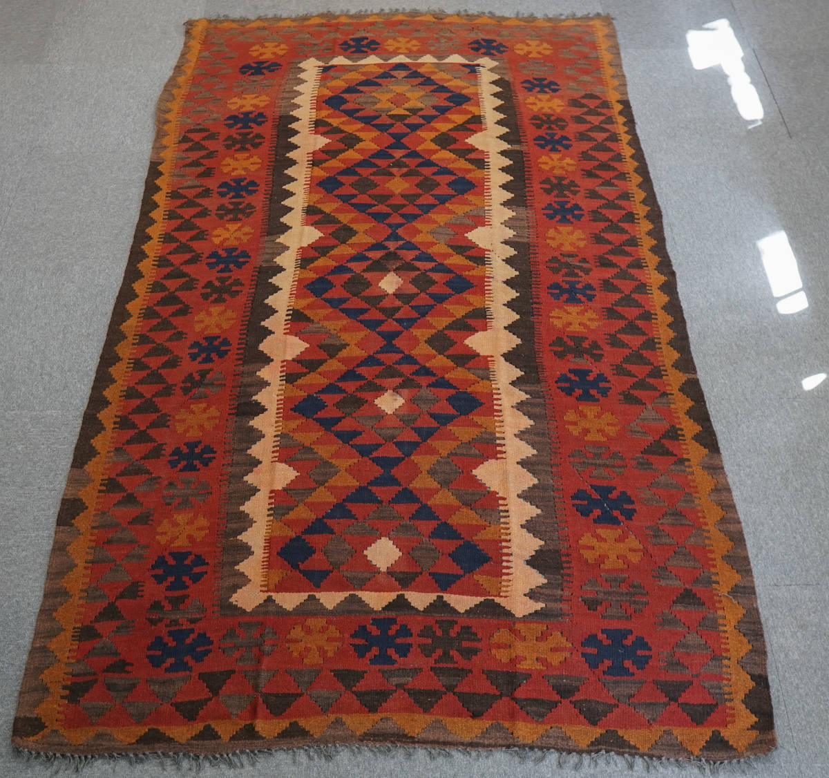 充実の品 アフガニスタン 256×155cm キリム トライバルラグ　ヴィンテージラグ 手織り絨毯 ラグ一般
