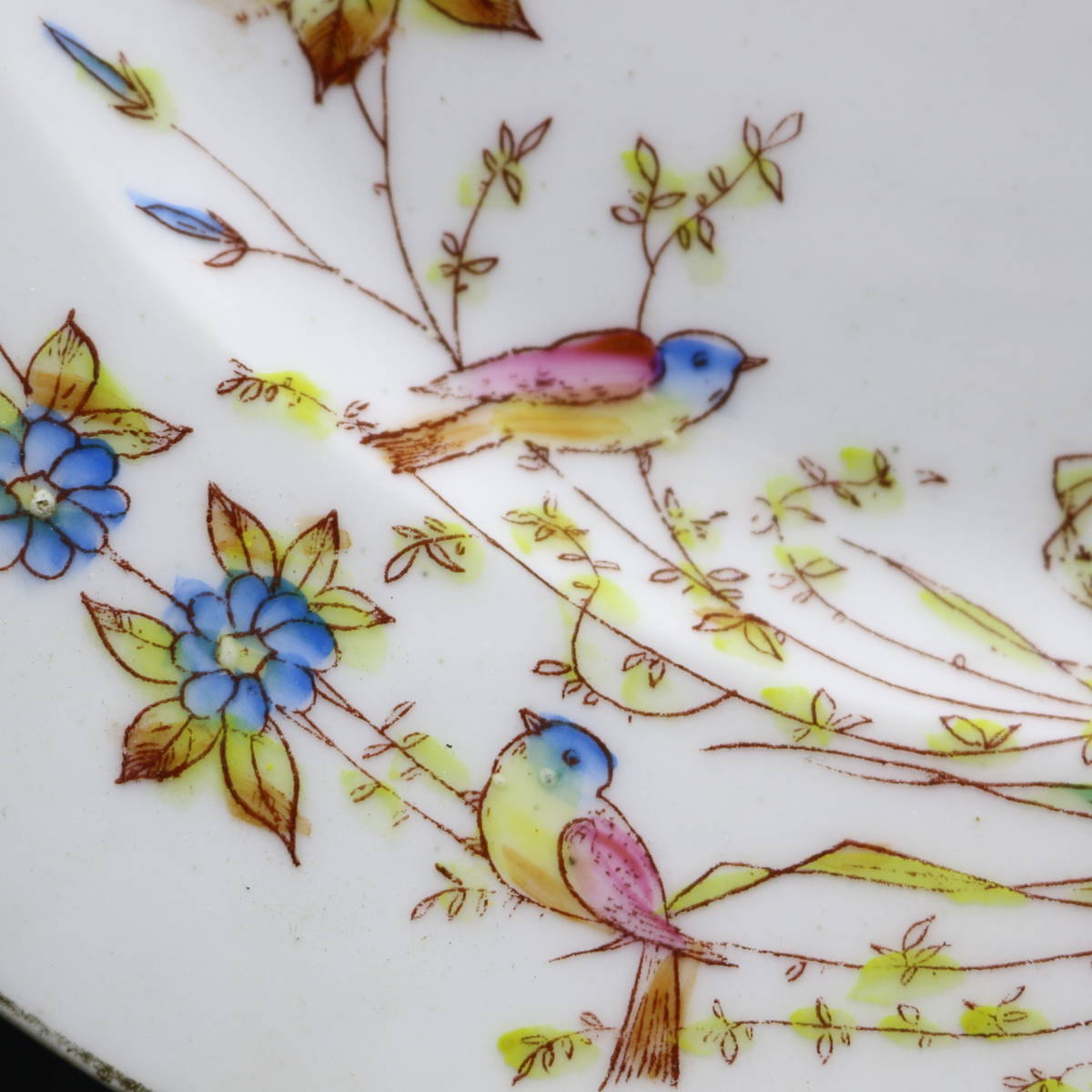  France antique / plate / hand paint / shino wazli/ hand ../ flowers and birds map / large plate / Western-style tableware /. plate 