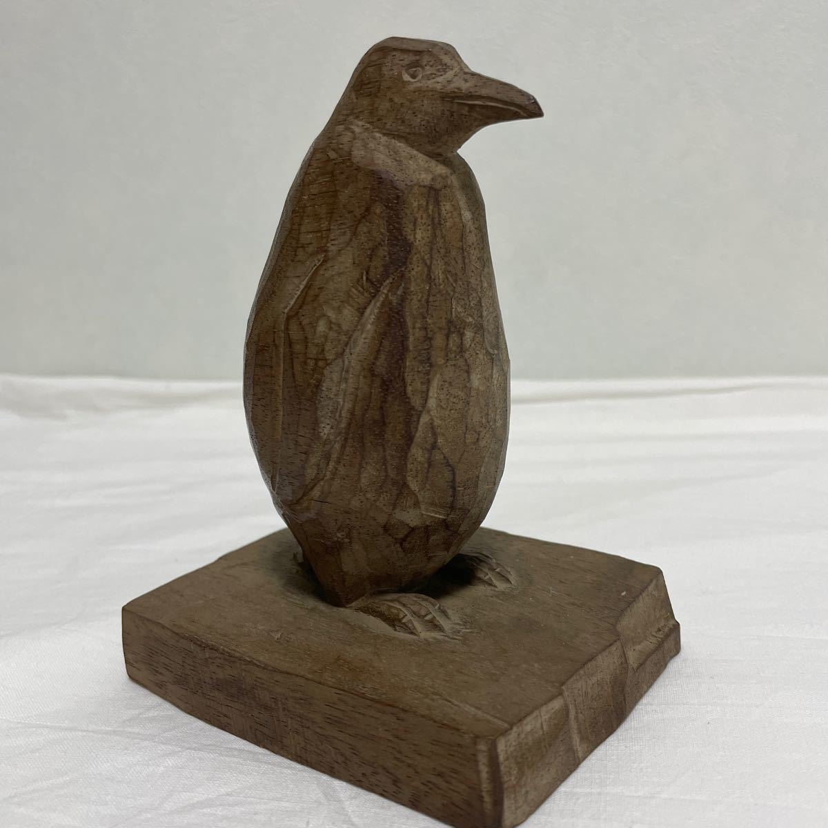 木彫り　一本彫　ペンギン　アート　オブジェ 　イニシャルN 彫刻_画像5