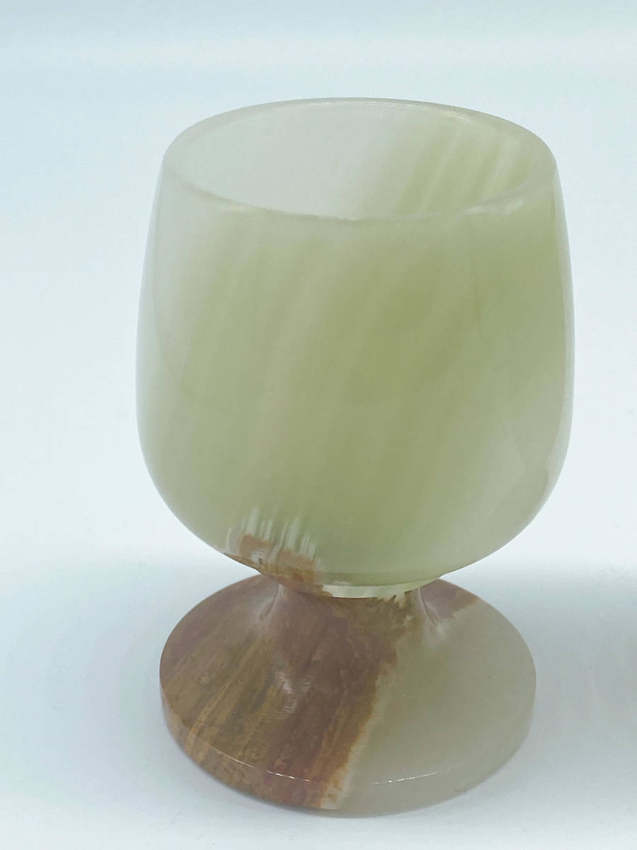 N33072 [2 piece set ] green onyx marble glass wine glass -ply thickness feeling equipped 2 customer 