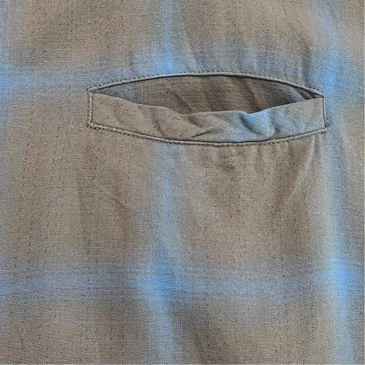 k205 60 年代 ビンテージ D'ORO DESIGNS オンブレ チェック 柄 オープンカラー ボックス シルエット シャツ M shirt vintage ビンテージ_画像5