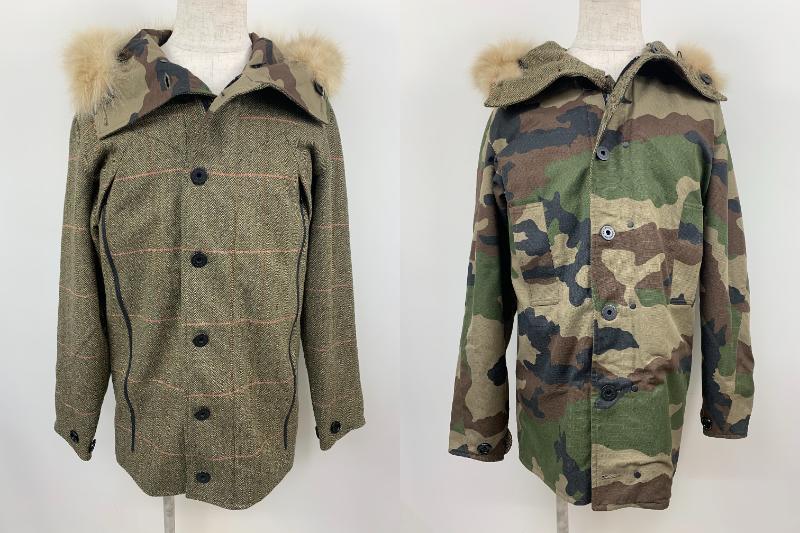 130-KM2510-120s GRIFFIN グリフィン DARTMOUTH REVERSIBLE COAT リバーシブルコート チェック カモ柄 フォックスファー モッズコート S