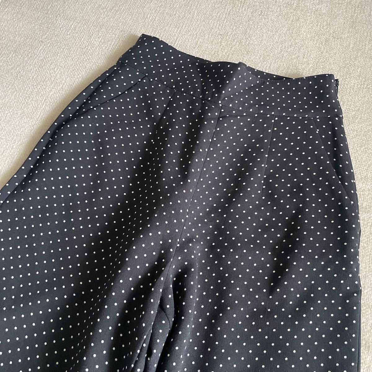 MOUSSY широкий брюки высокий талия чёрный черный точка рисунок женский размер 1 низ прекрасный товар Moussy слаксы 