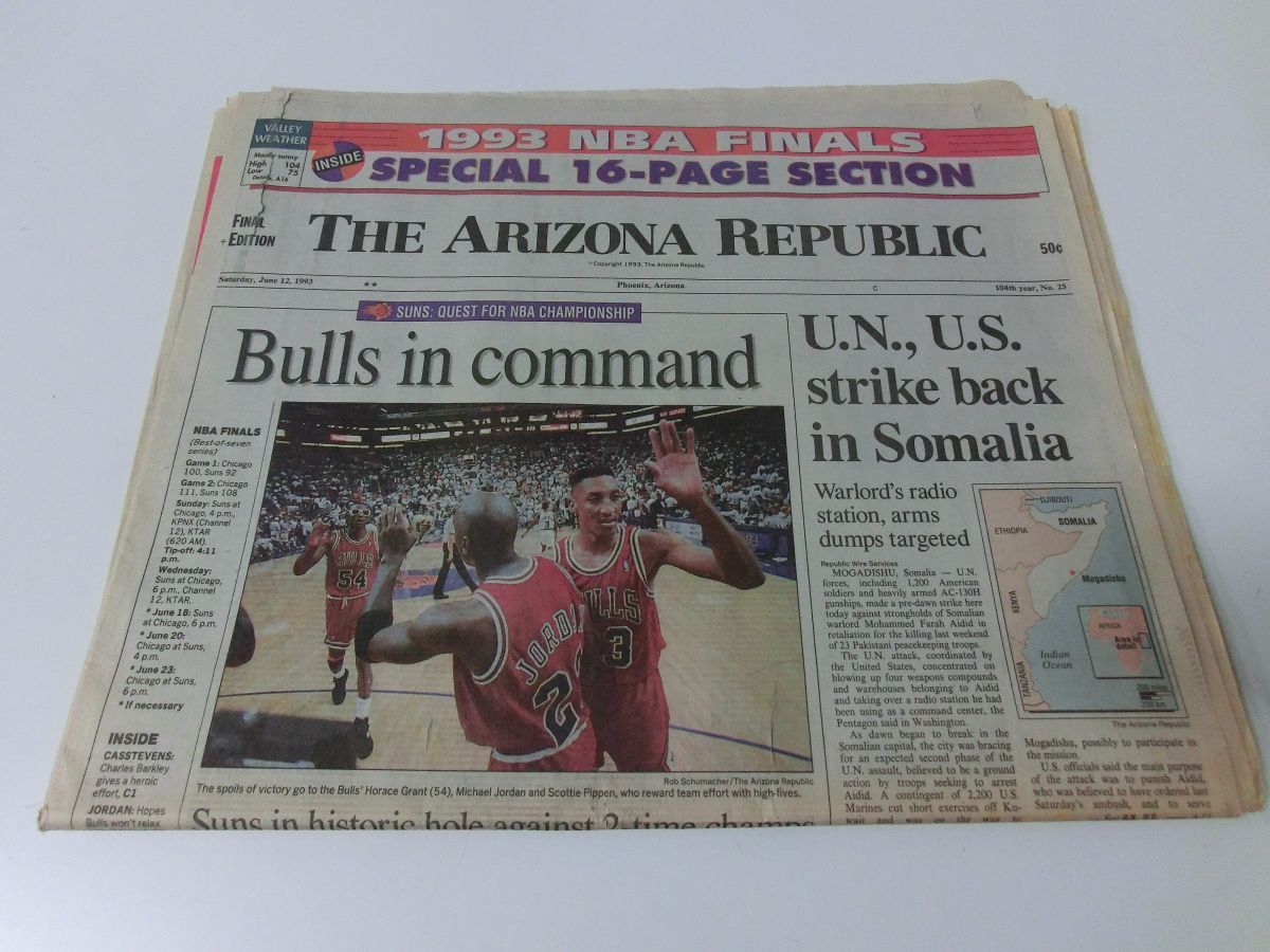 【初売り】 1993 NBA 6部セット 英字新聞 FINAL マイケル SUNS BULLS バスケットボール