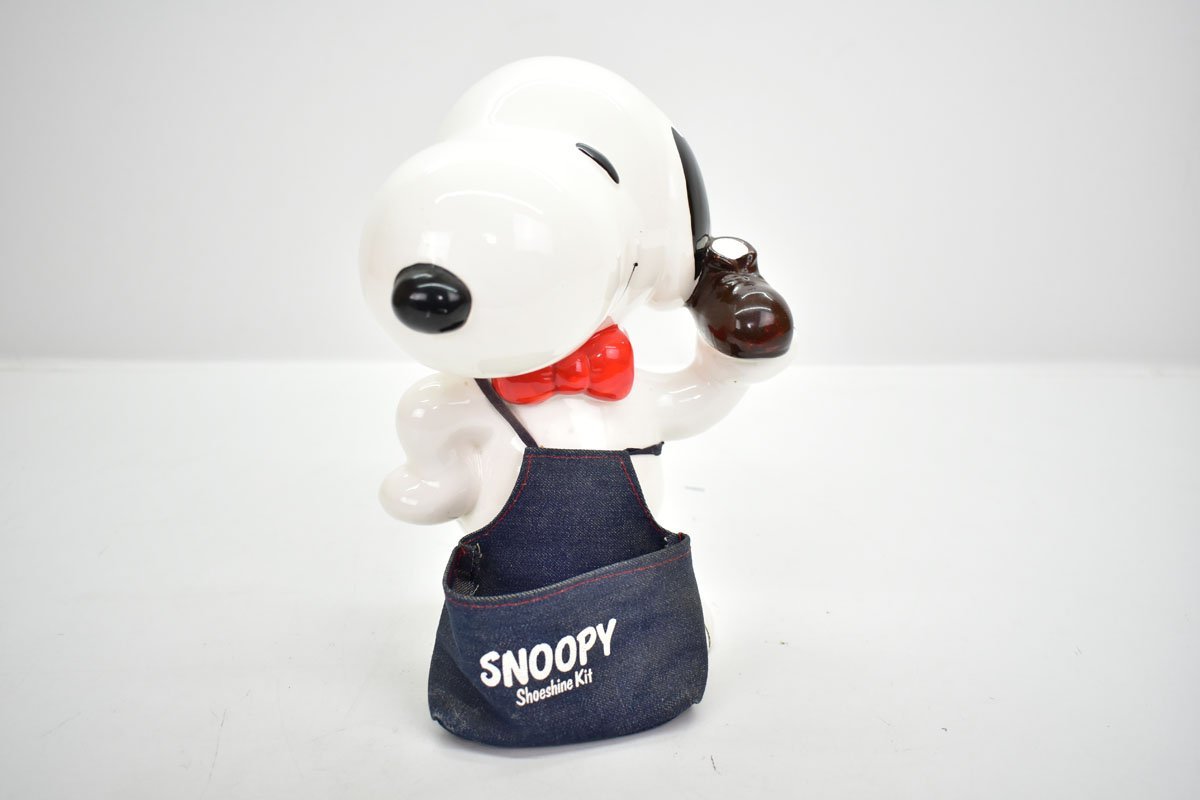 希少 1966 陶器製 オールド スヌーピー 靴磨き入れ 置物 高さ25cm [ピーナッツ][SNOOPY][Shoeshine Kit][エプロン姿][ビンテージ][当時物]_画像1