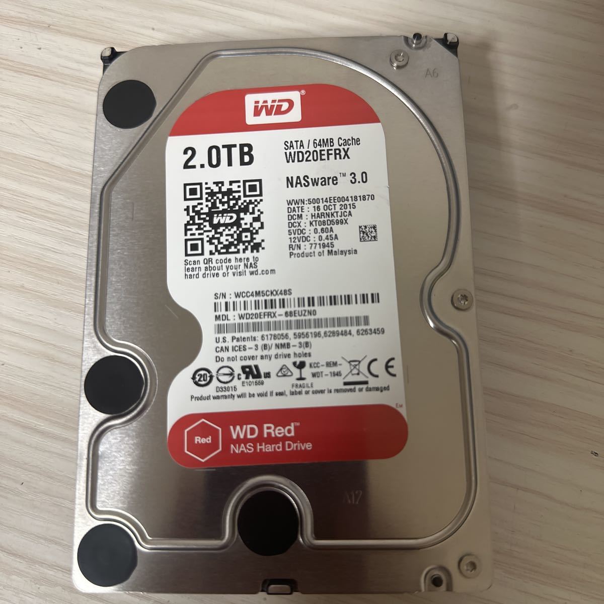 X330:【動作保証/使用0時間/AVコマンド対応】WDC WD20EFRX 3.5インチHDD SATA 2TB 2000GB_画像1