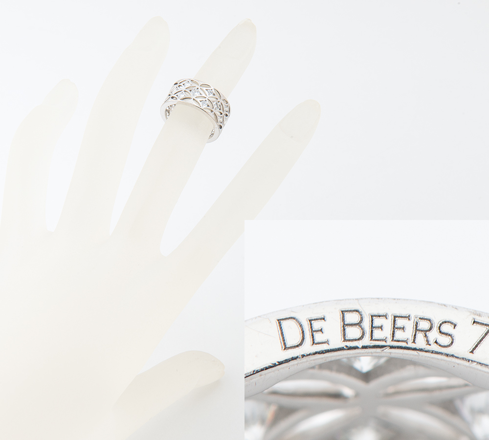  De Beers lati Anne s diamond total 1.15ct 18 gold white gold 9.5 number ring * ring [ used ]