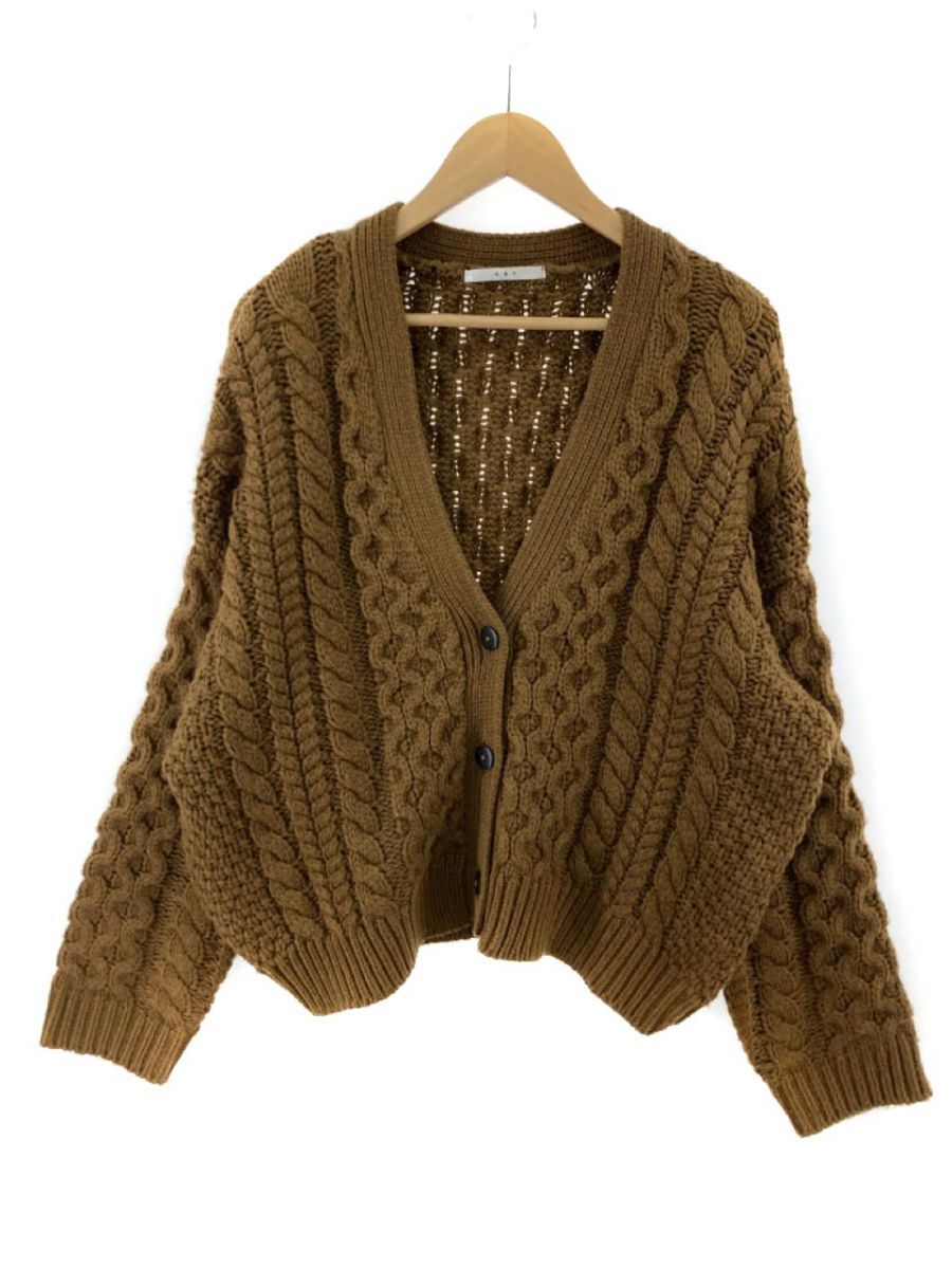 KBF Cavy Fed Arban Research Cable Braided Cardigan Sizef/Tea ◇ ■ ☆ DKA6 Ladies