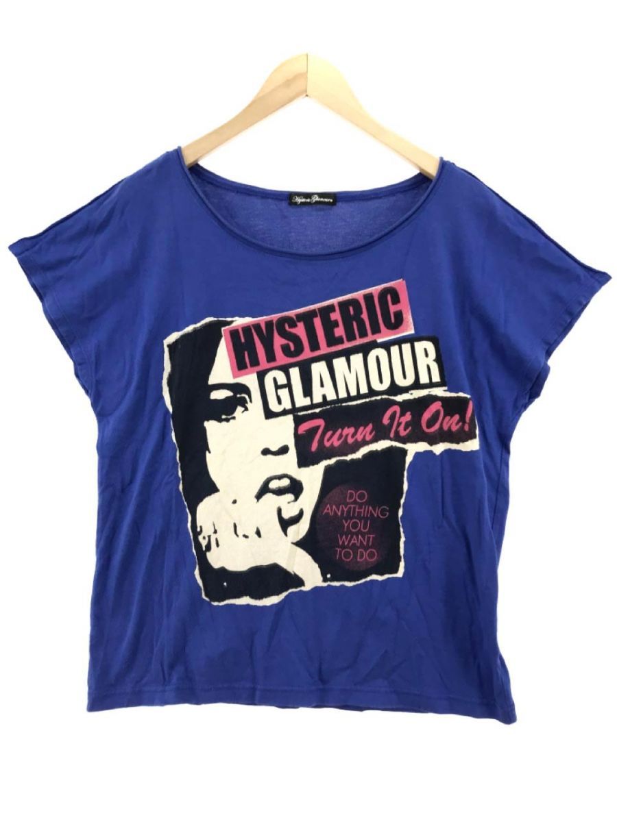 HYSTERIC GLAMOUR ヒステリックグラマー 綿100% Tシャツ sizeF/青 ■◆ ☆ dkb3 レディース_画像1